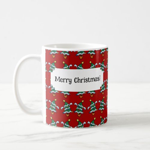 Dancing Christmas Trees Xmas Pixel Art Pattern Coffee Mug
