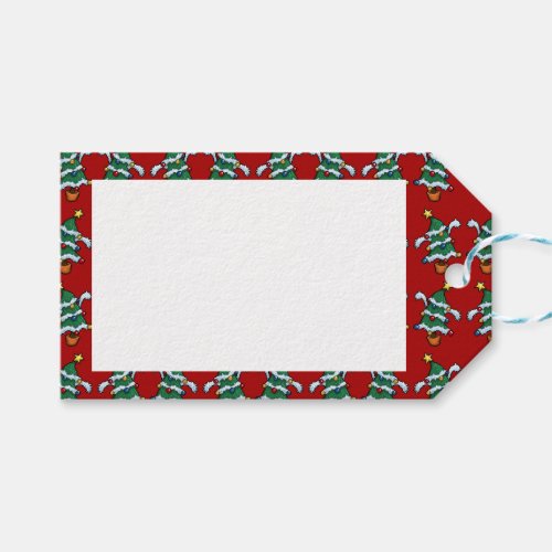 Dancing Christmas Trees Xmas Pixel Art Pattern Gift Tags