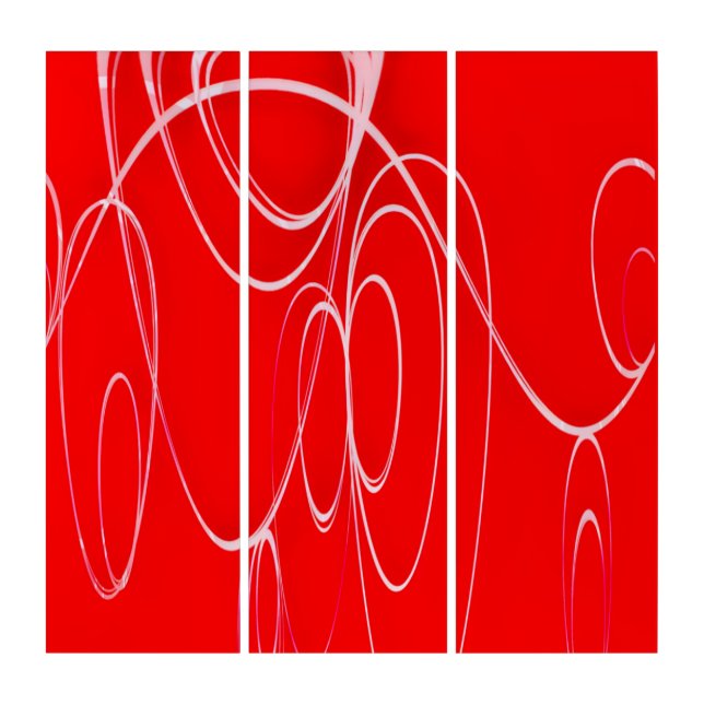 Dancing circles in red and white  triptych (Front)