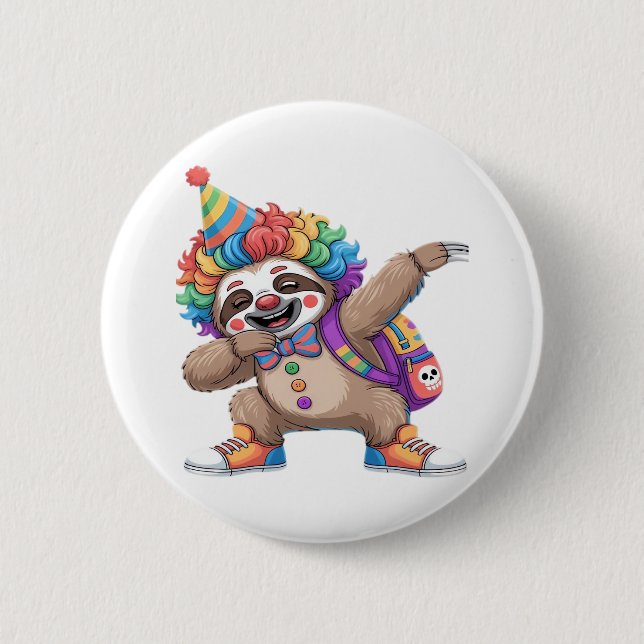 Dancing Clown Dabbing Spooky Halloween sloth Overs Button (Front)
