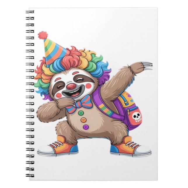 Dancing Clown Dabbing Spooky Halloween sloth Overs Notebook (Front)