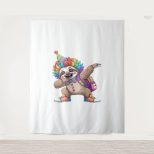 Dancing Clown Dabbing Spooky Halloween sloth Overs Tapestry