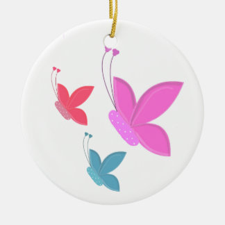 Dancing Colorful Butterflies Ceramic Ornament