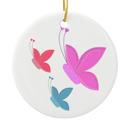 Dancing Colorful Butterflies Ceramic Ornament