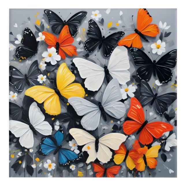 Dancing Colorful Butterfly Acrylic Art, Acrylic Print (Front)