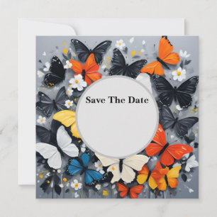 Dancing Colorful Butterfly Acrylic Art, Save The Date