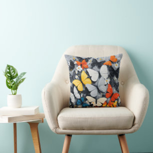 Dancing Colorful Butterfly Acrylic Art, Throw Pillow