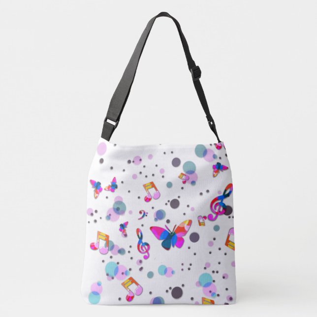 Dancing Colorful Music Crossbody Bag (Back)