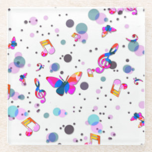 Dancing Colorful Music Glass Coaster