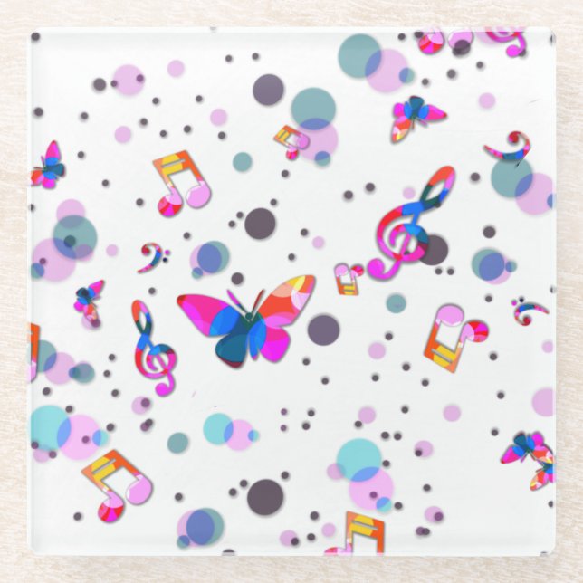 Dancing Colorful Music Glass Coaster (Front)
