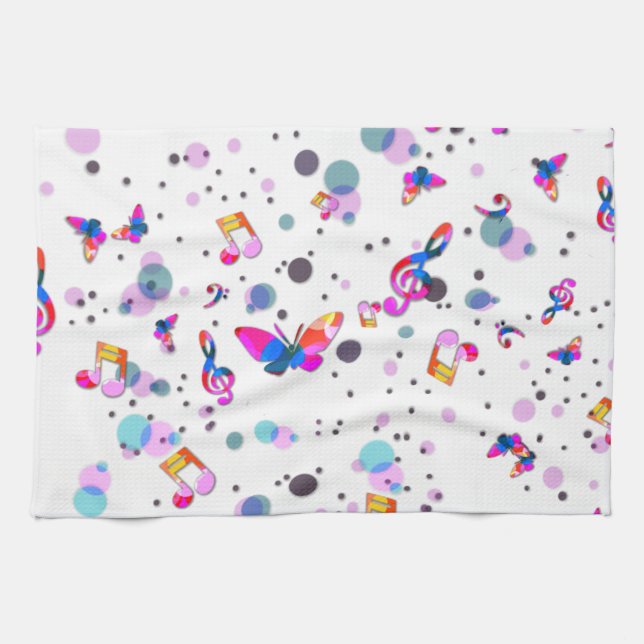 Dancing Colorful Music Kitchen Towel (Horizontal)