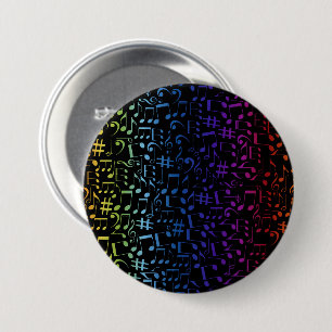 Dancing Colorful Music Notes Musician Music Lovers Button