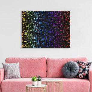 Dancing Colorful Music Notes Musician Music Lovers Canvas Print