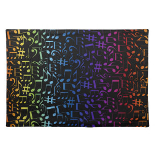 Dancing Colorful Music Notes Musician Music Lovers Cloth Placemat