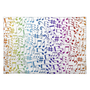 Dancing Colorful Music Notes Musician Music Lovers Cloth Placemat