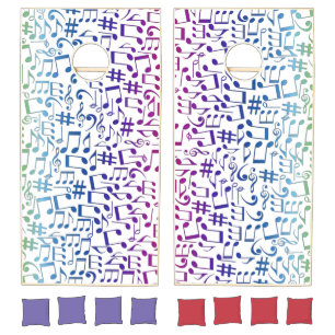 Dancing Colorful Music Notes Musician Music Lovers Cornhole Set