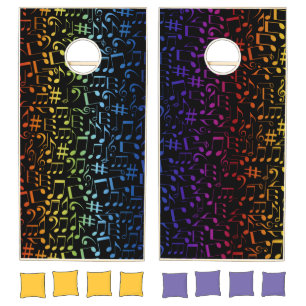 Dancing Colorful Music Notes Musician Music Lovers Cornhole Set
