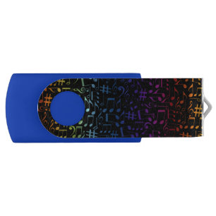 Dancing Colorful Music Notes Musician Music Lovers Flash Drive