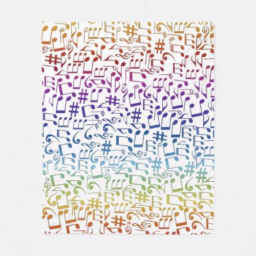 Dancing Colorful Music Notes Musician Music Lovers Fleece Blanket