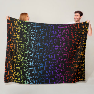 Dancing Colorful Music Notes Musician Music Lovers Fleece Blanket