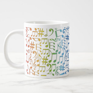 Dancing Colorful Music Notes Musician Music Lovers Giant Coffee Mug