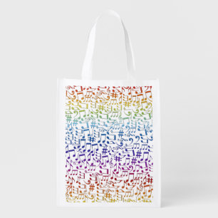Dancing Colorful Music Notes Musician Music Lovers Grocery Bag