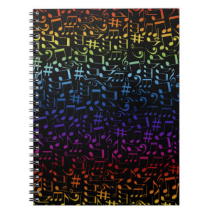 Dancing Colorful Music Notes Musician Music Lovers Notebook