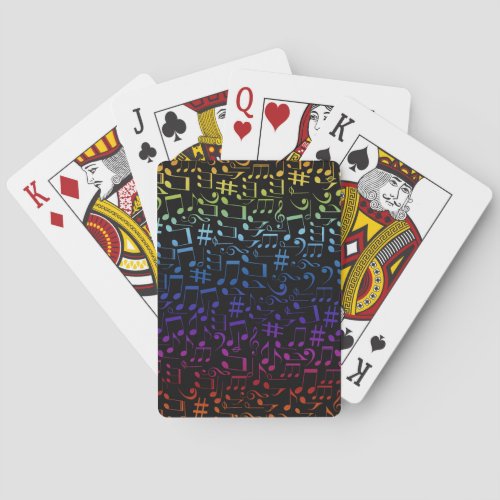 Dancing Colorful Music Notes Musician Music Lovers Poker Cards