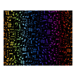 Dancing Colorful Music Notes Musician Music Lovers Poster