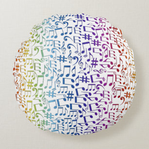 Dancing Colorful Music Notes Musician Music Lovers Round Pillow