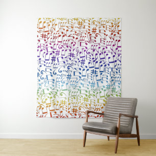 Dancing Colorful Music Notes Musician Music Lovers Tapestry