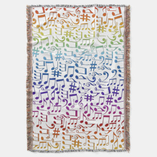 Dancing Colorful Music Notes Musician Music Lovers Throw Blanket