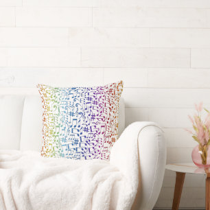 Dancing Colorful Music Notes Musician Music Lovers Throw Pillow