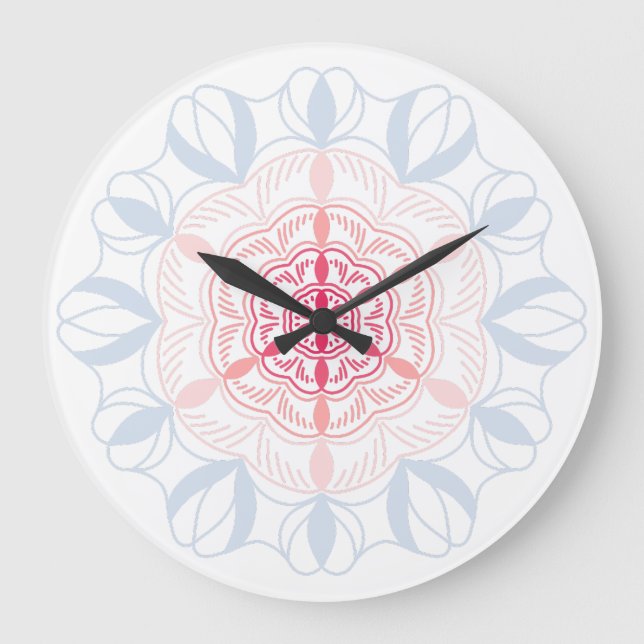 Dancing Colors Abstract Flower  Large Clock (Front)