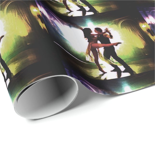 Dancing Couple Ballroom Latin Or Ballet Wrapping Paper (Roll Corner)
