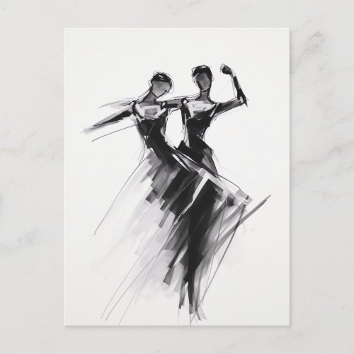 Dancing Couple Brush Strokes Postcard