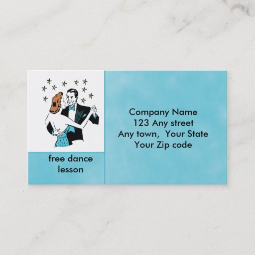 Customizable Dancing Couple in retro style studio or club card Business Card Template