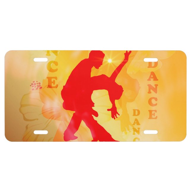 Dancing couple on a soft background license plate (Front)