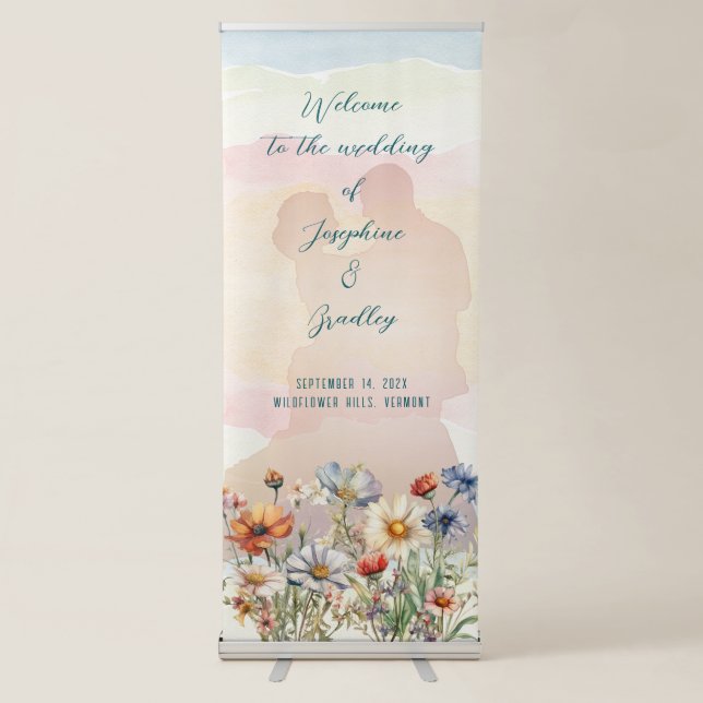 Dancing Couple Personalized Wedding Welcome Retractable Banner (Front)