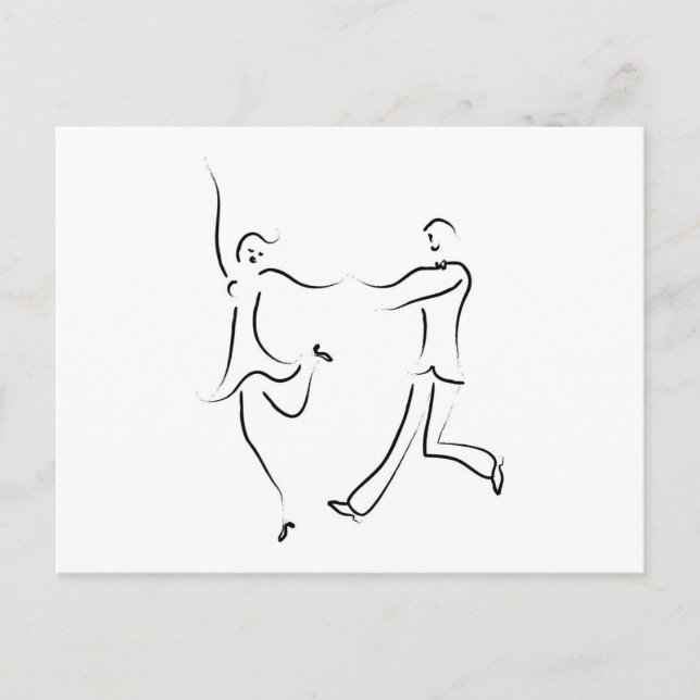 Dancing Couple Sketch Postcard (Front)