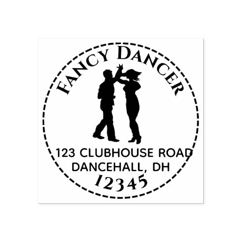 Dancing Couple Spin Custom Round Return Address Rubber Stamp