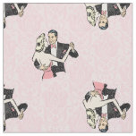 dancing couple vintage ballroom pink damask fabric