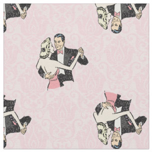 dancing couple vintage ballroom pink damask fabric