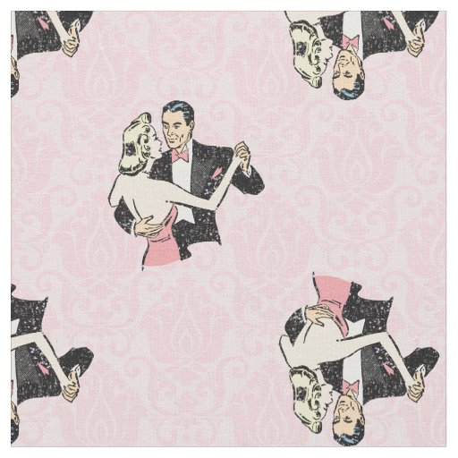 dancing couple vintage ballroom pink damask fabric