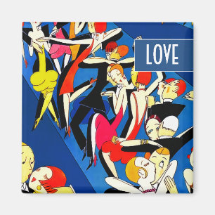 Dancing Couples Art Deco Valentine's Day Gift Magnet