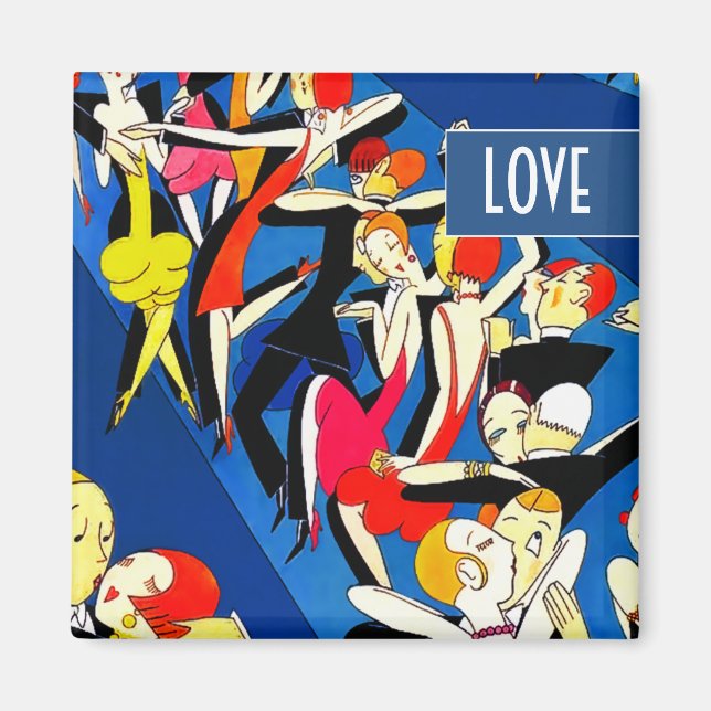 Dancing Couples Art Deco Valentine's Day Gift Magnet (Front)