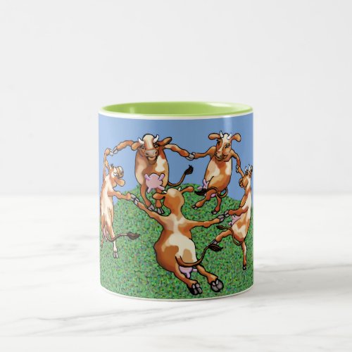 Dancing cows by Mootisse Two_Tone Coffee Mug