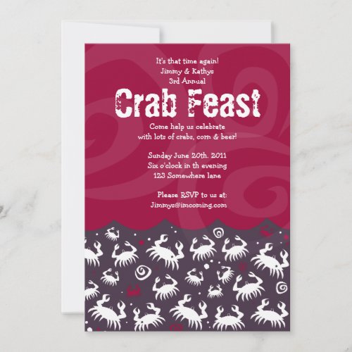 Dancing CRAB FEST FEAST Dinner Party Invitation