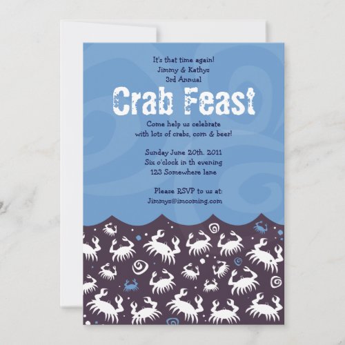 Dancing CRAB FEST FEAST Dinner Party Invitation