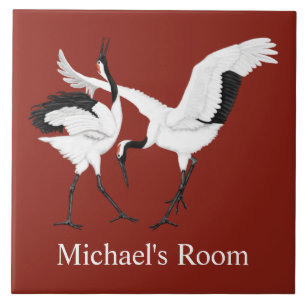 Dancing Cranes Ceramic Tile
